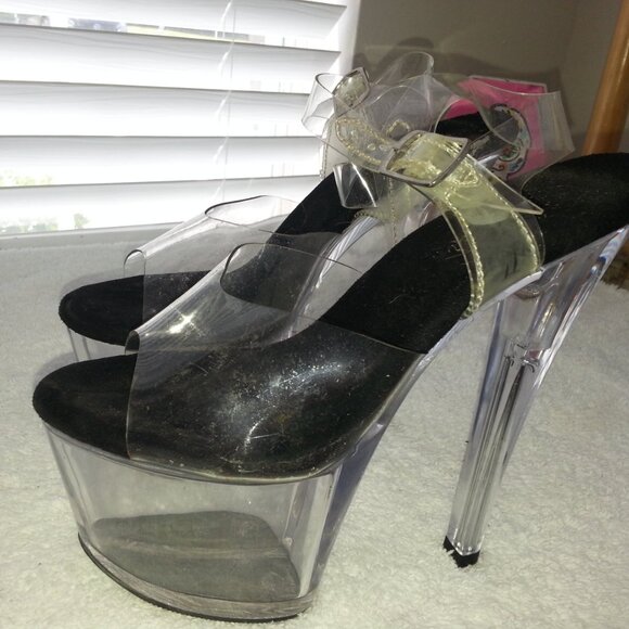 Pleaser Clear Platform Dancer High Heels Used - Picture 3 of 7